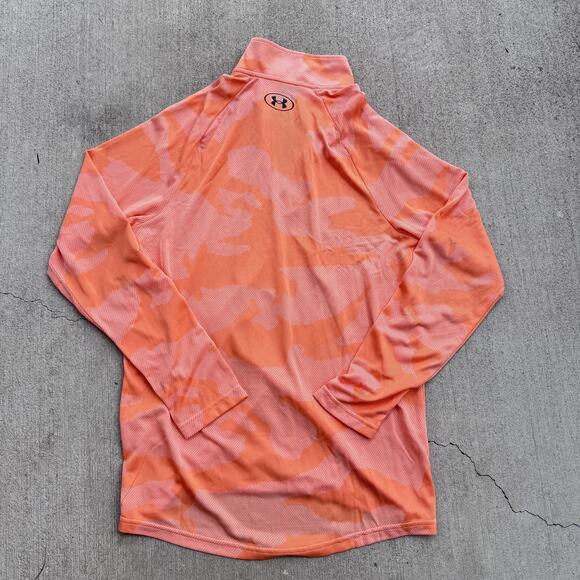 Under Armour Pullover Mens Small Orange Velocity Jacquard 1/4 Zip Camo 1375664 - Picture 8 of 12